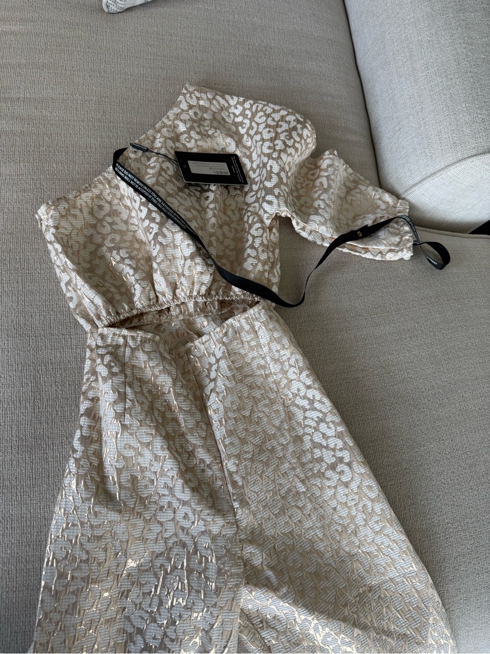 PrettyLittleThing Cream and Gold Jumpsuit
